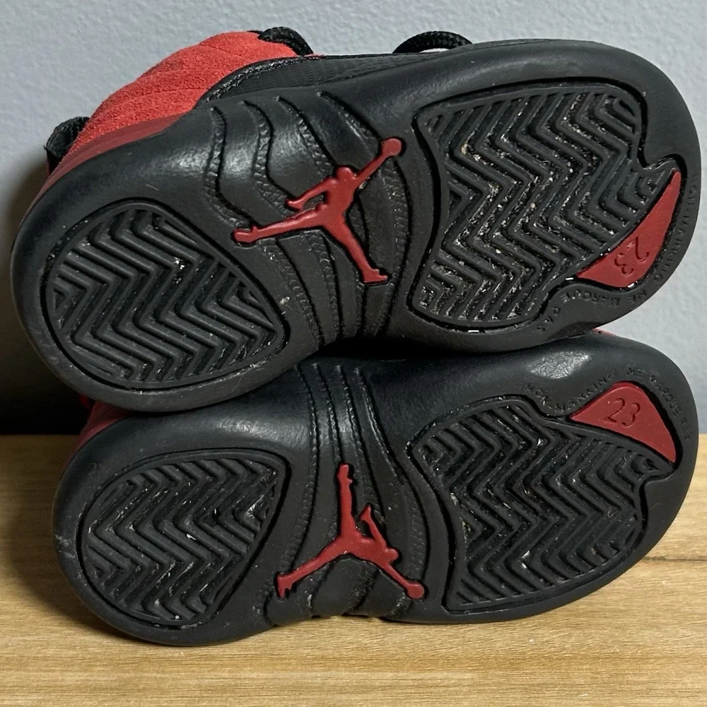 Nike Air Jordan 12 Retro Toddler Red Black TD Reverse Flu Game High Top Sneakers